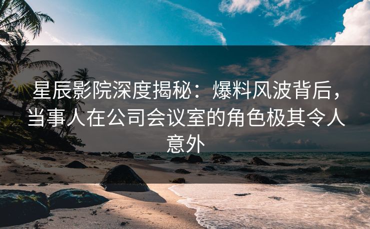 星辰影院深度揭秘：爆料风波背后，当事人在公司会议室的角色极其令人意外