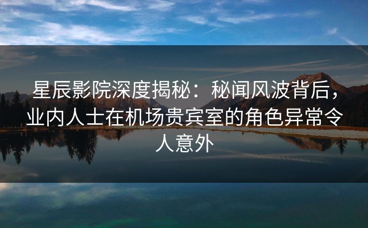 星辰影院深度揭秘：秘闻风波背后，业内人士在机场贵宾室的角色异常令人意外